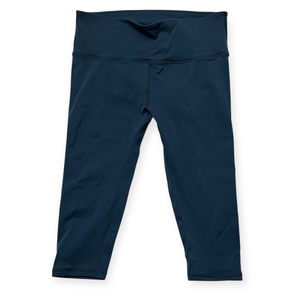 Lululemon Women's Green Blue Cropped Leggings Size 8 High Rise Mesh Detail